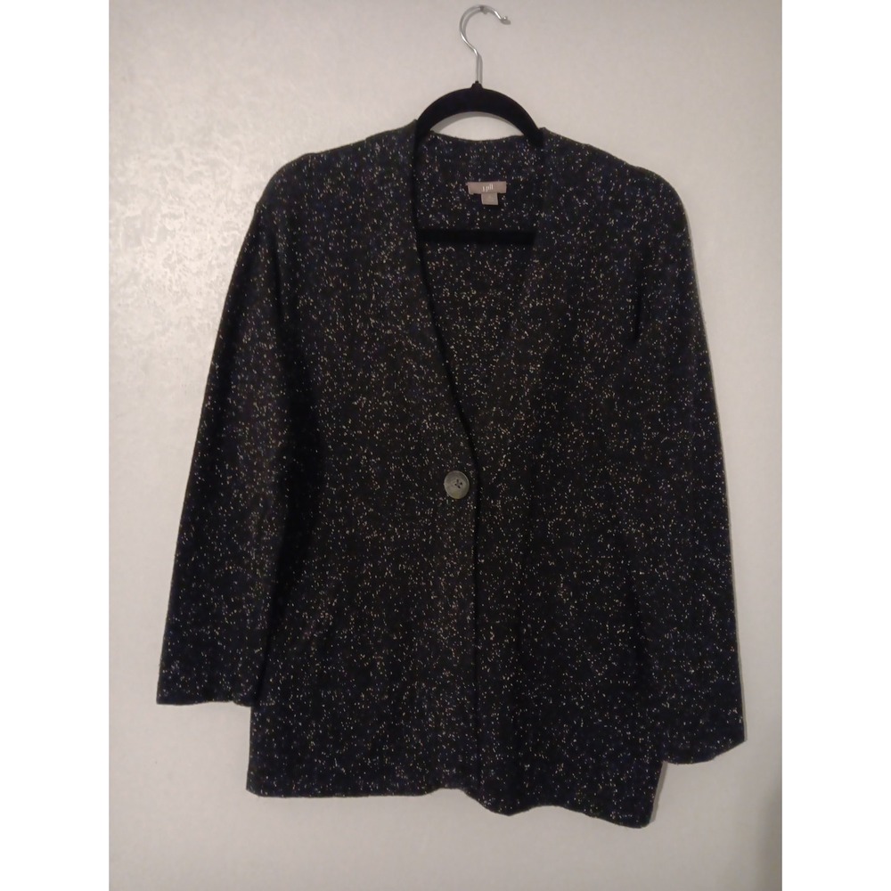 J.Jill Cardigan Women's Sz. S Petite Black w/ White Specks Long Sleeve One Faux
